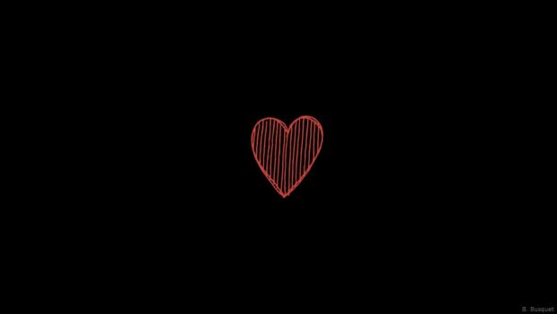 Red Heart In Black Background HD Black Aesthetic Wallpaper.