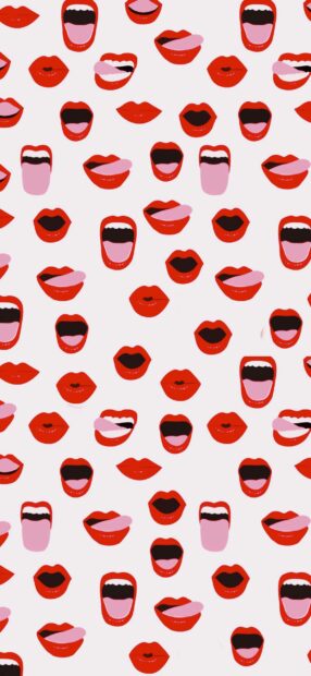 Red Lips Aesthetic Valentines day phone Wallpaper.