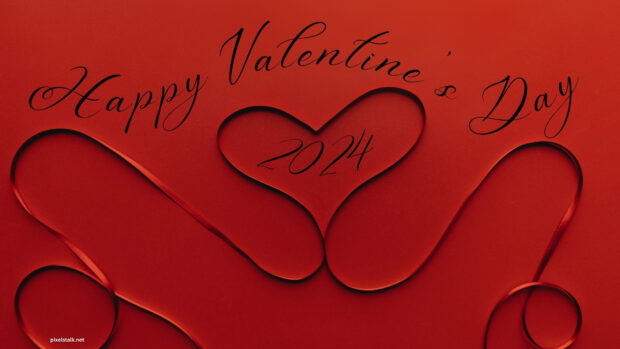 Red Minimalist Happy Valentines Day Wallpaper 2024.