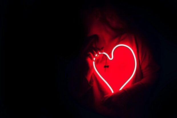 Red Neon Heart Aesthetic Wallpaper.