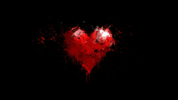 Red Paint Heart Aesthetic Wallpaper.