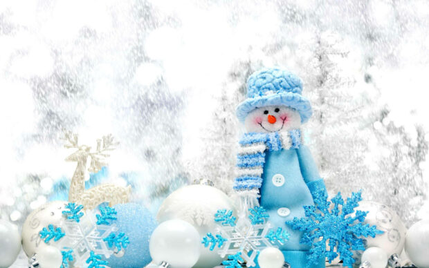 Simple Blue Snowman Wallpaper HD.