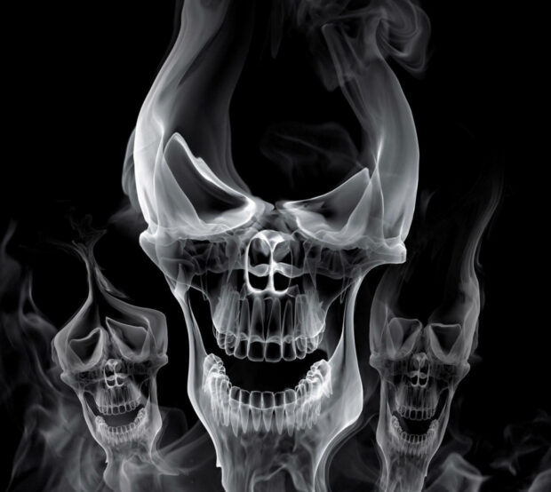 Smoky Gangster Skull Background.