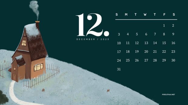 Snow December 2023 Calendar HD Wallpaper.