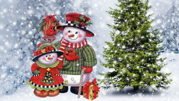 Snowman Christmas Family Background.