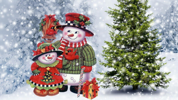 Snowman Christmas Family Background.