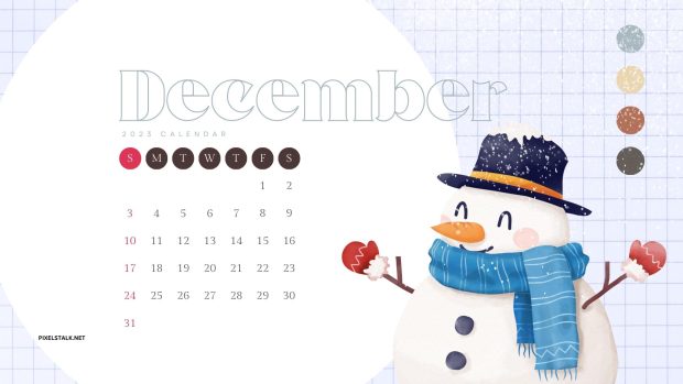 Snowman December 2023 Calendar Backgrounds HD.