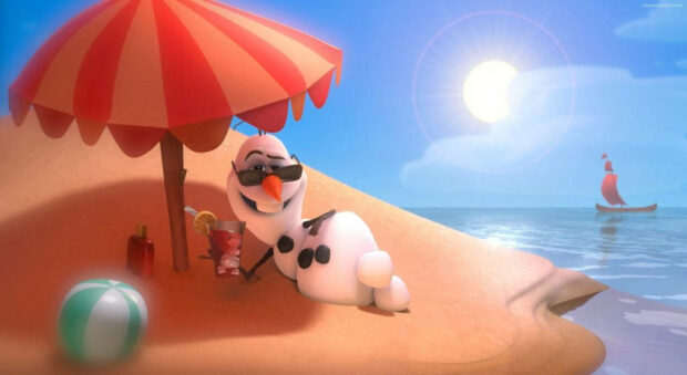 Snowman During Summer Desktop Wallpaper.