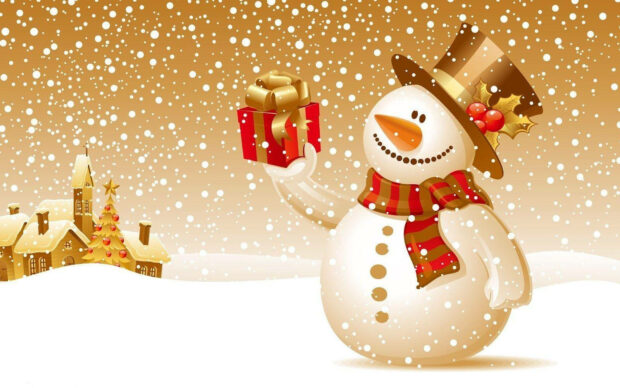 Snowman In Sepia Desktop Wallpaper.