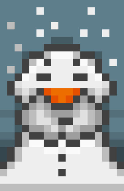 Snowman Pixelated Christmas Mobile Wallpaper.