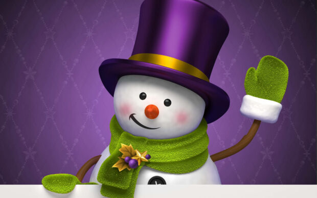 Snowman Purple Hat Desktop Wallpaper.