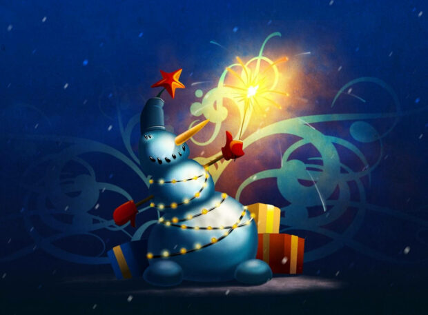 Sparkling Blue Snowman Backgrounds.