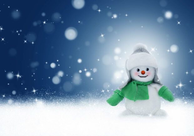 Sparkling Green Snowman HD Wallpaper.