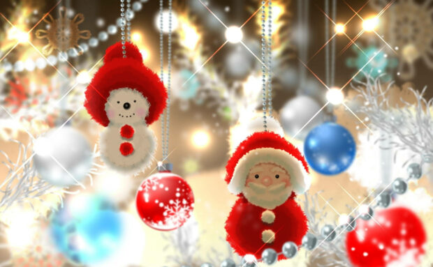 Sparkling Snowman Balls Wallpaper.