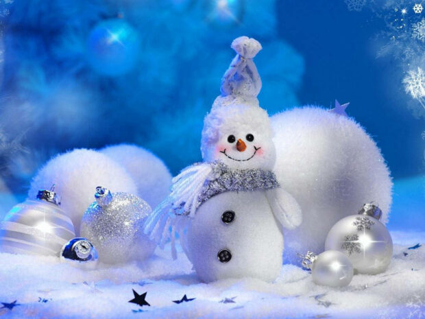 Sparkly White Cute Snow Balls Wallpaper.