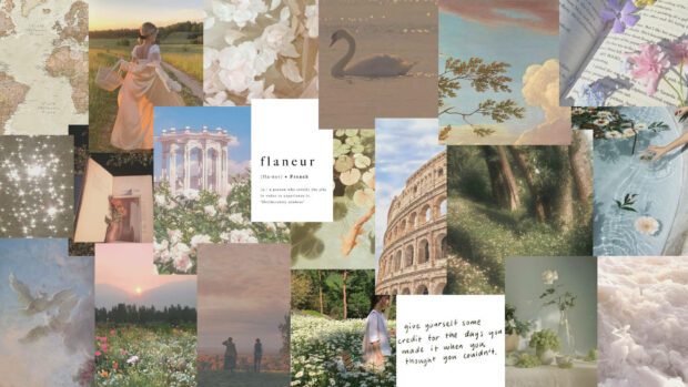 Spring Aesthetic Ethereal Collage Wallpaper.