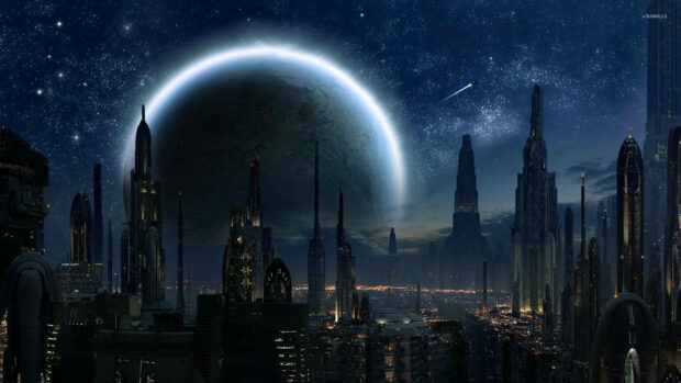 The Vibrant Cityscape of Coruscant Free download Star Wars Picture.