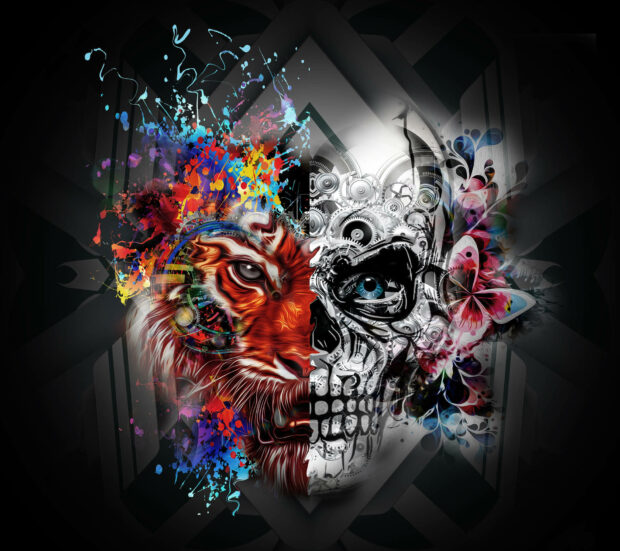 Tiger Gangster Skull Background.