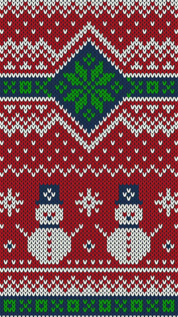 Two Snowmen In A Red Sweater iPhone Wallpaper.