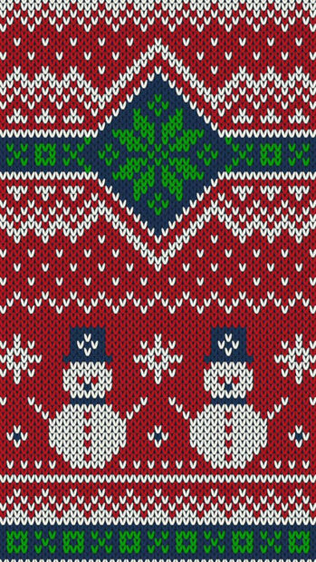 Two Snowmen In A Red Sweater iPhone Wallpaper.