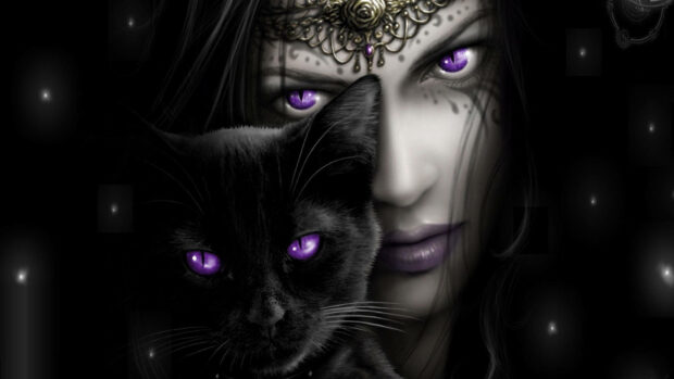 Wiccan Deity With Cat Wallpaper.