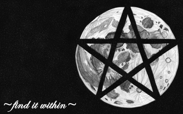 Wiccan Full Moon Art Wallpaper.