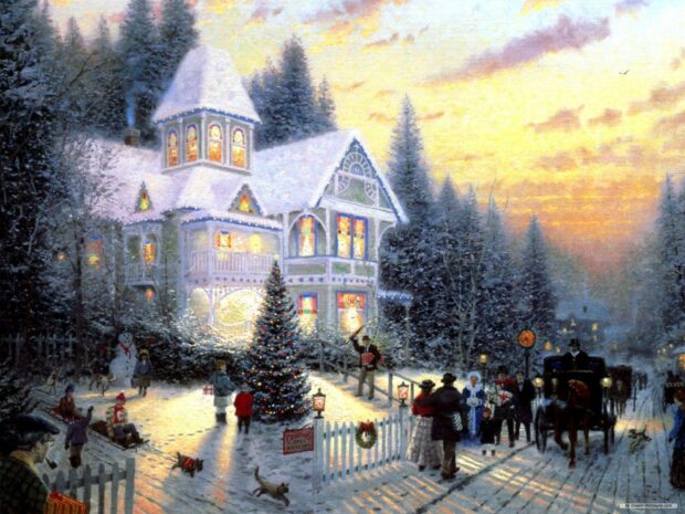 Winter Castle Free download Christmas Wallpaper HD.