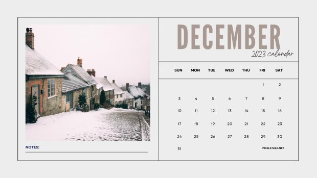 Winter December 2023 Calendar HD Wallpaper.