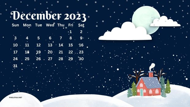 Winter December 2023 Calendar Wallpaper HD.