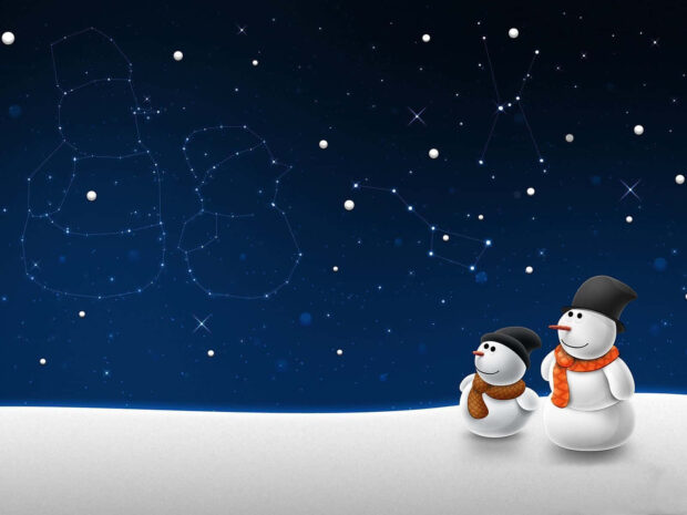 Winter Holiday Desktop Artwork Of Two Snowman Wallpaper.