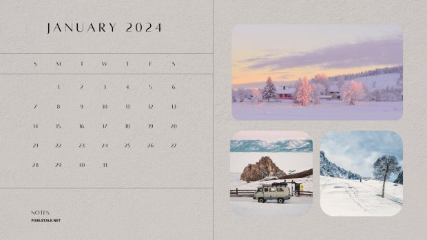 Winter January 2024 Calendar Backgrounds HD.