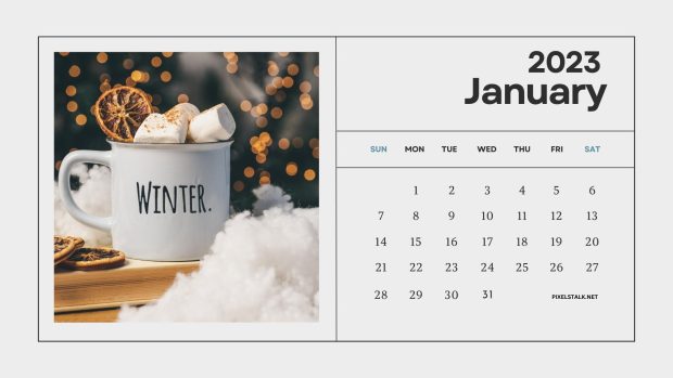 Winter January 2024 Calendar HD Wallpaper.