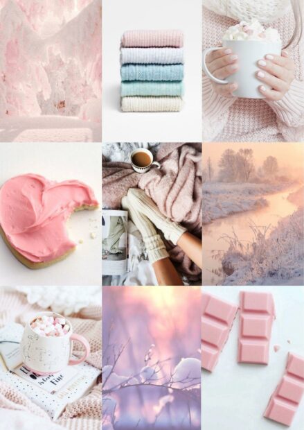 Winter pastel aesthetic inspiration mood board valentine's.