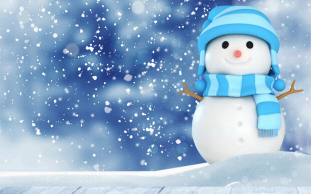 Winter's Joyful Creation  Snowman Wallpaper.