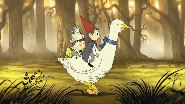 Wirt And Greg Riding Goose Over The Garden Wall Background.
