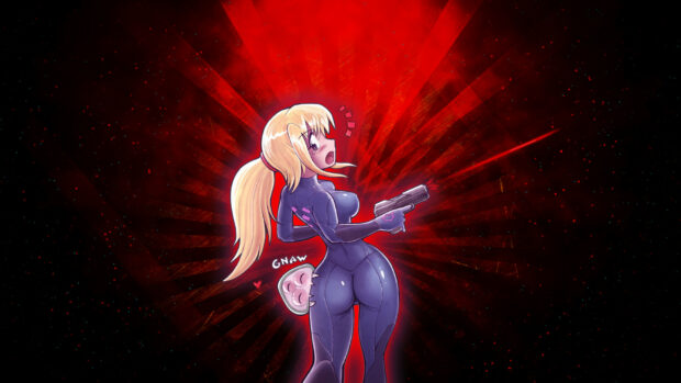 Zero suit samus (red) by Kizankun 1920x1080.