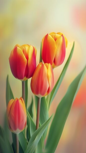 1 bouquet of red and yellow Tulips flower iphone wallpaper.