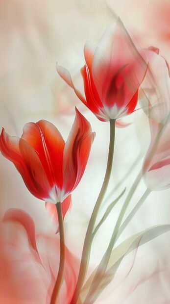 1 bouquet of red tulip subtle variations in color image.