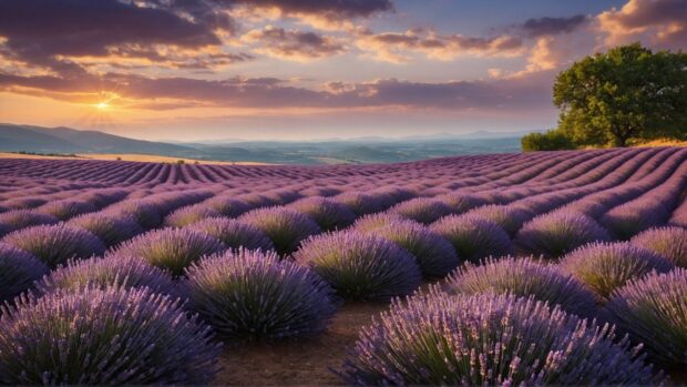 4K summer wallpaper with endless lavender fields.