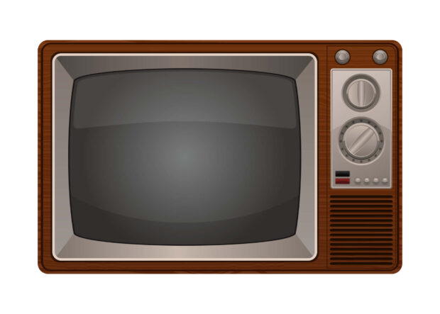 A Retro Television On A White Background.