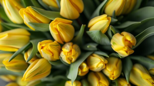 A bouquet of yellow Tulip HD Desktop wallpaper download free.