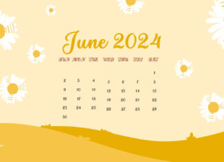 Aesthetic June 2024 Calendar Wallpaper HD.