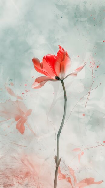 Aesthetic red tulip flower iPhone image.