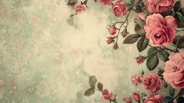 Aesthetic vintage flower rose background.