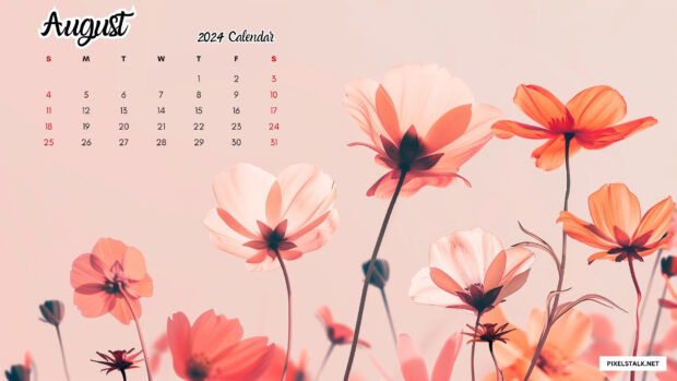 August 2024 Calendar Desktop Background.