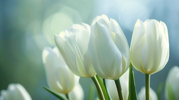 Awesome White Tulip wallpaper HD for Desktop.