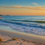 Beautiful summer beach background with golden sands