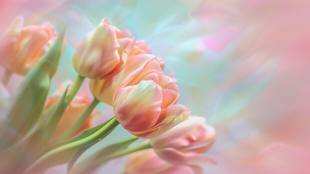 Bouquet of Tulip flower pastel background wallpaper.