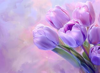 Bouquet of purple Tulip HD desktop backgroud free download.