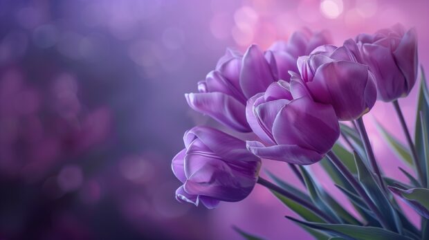 Bouquet of purple Tulip pastel wallpaper for desktop.